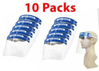 10Pack Safety Full Face Shield Reusable Protection Face Cover Eye Cashier Helmet - Image 1 of 4