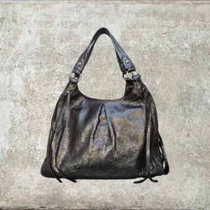 COACH Maggie Crinkle Gunmetal Silver Python Metallic Hobo Bag 13901 - Picture 1 of 10