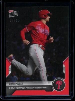 Tarjeta paralela roja 2021 Topps Now #480 Brad Miller #d/10 Foto 1 de 2