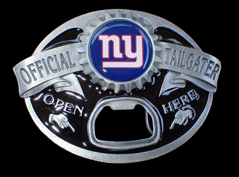 NEW YORK GIANTS TAILGATER BELT BUCKLE WITH BOTTLE OPENER SISKIYOU PEWTER Cover