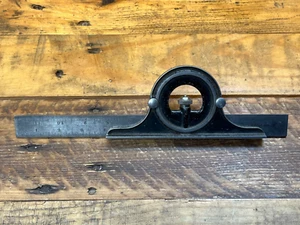 BROWN & SHARPE, 12" 4 TEMPERED COMBINATION SQUARE BLADE - w/ protractor - Picture 1 of 12
