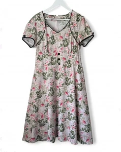 Joe Browns Womens Pale Pink/green Floral Short Sleeve Rockabilly Tea Dress UK 16 - Picture 1 of 19