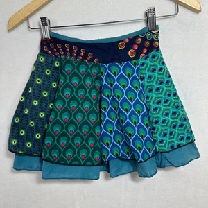 Boho Girls Sz 6 Patchwork Hippie Mini Skirt Handmade Cotton Funky Summer School - Picture 1 of 9