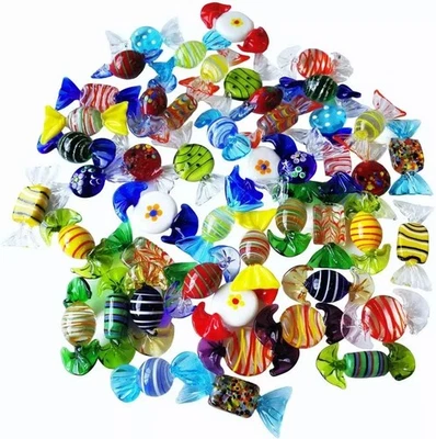 24Pcs Handmade Vintage Murano Style Various Glass Sweets Glass Candy Foto 1 de 4