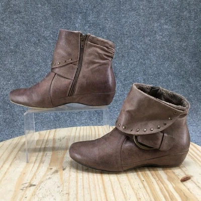 BareTraps Boots Womens 7 M Shaela Side Zip Ankle Booties Brown Faux Leather - Image 1 of 4