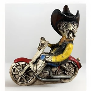 VTG Motorcycle Home Deco SHADE TREE CREATIONS BILL THE BIKER HANDCRAFTED USA - Picture 1 of 7