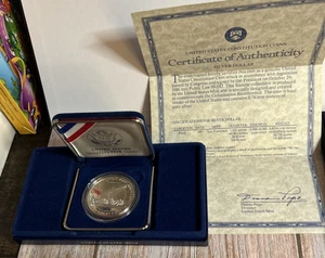 1987 S US Mint Constitution Proof Silver Dollar Commemorative $1 Coin Box + COA - Picture 1 of 3
