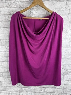 Avenue поповер Топ блузка с коротким рукавом драпировки шеи стразы розовый размер 18 20 - Изображение 1 из 4