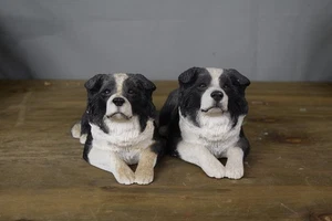 Sandicast Border Collie Dog Figurines Set of 2 Black White Hand Painted 05389 - Picture 1 of 9