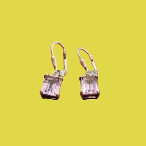 Pendientes Amatista Púrpura Claro Vintage Plata 925 Caja Carcasas Palanca Delicados - Imagen 1 de 5