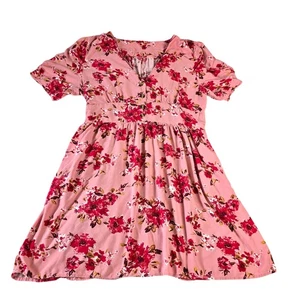 Xhilaration Dress Womens 2XL Pink Red Floral Boho Cottagecore Feminine Girly - Picture 1 of 16