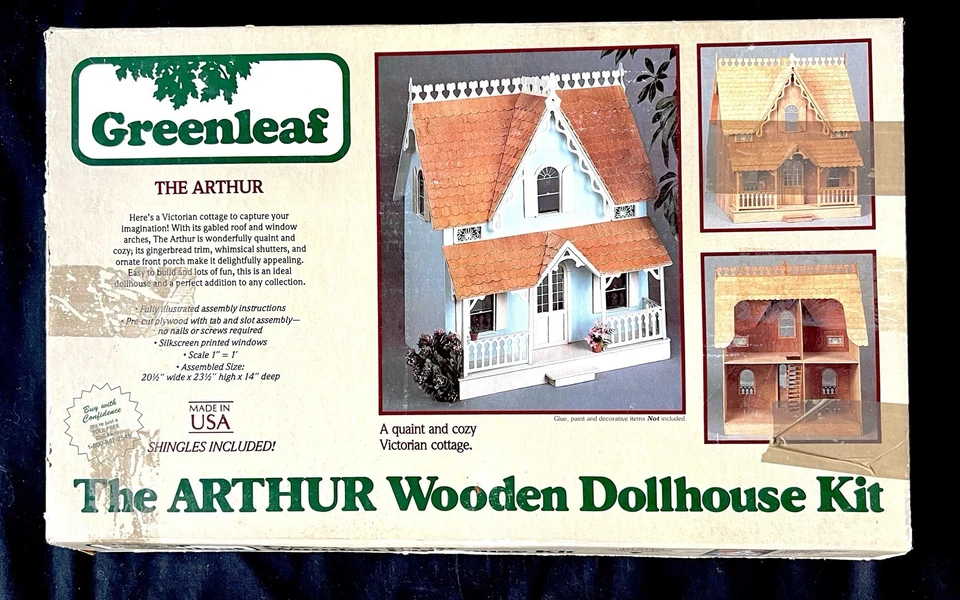 Vintage Greenleaf 8012 The Arthur Victorian Wooden Dollhouse Kit