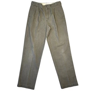 Pantalone chino LL Bean uomo 33x34 verde oliva plissettato casual carriera outdoor eclettico - Foto 1 di 8