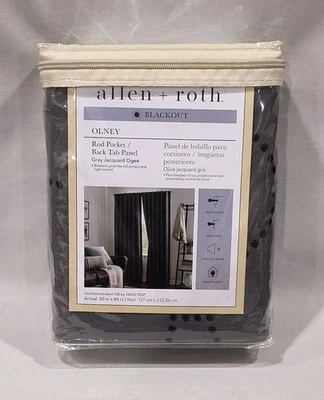 Allen + Roth Olney Gris Jacquard Ogee Cortinas Blackout 50" x 84" Modelo #5030735 Foto 1 de 4