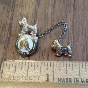 1939 State Fair Scotty Dog Horse gold-tone pin - Picture 1 of 3