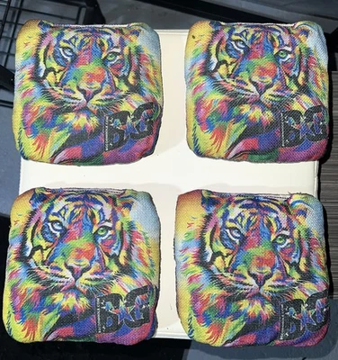 Bolsas Tigre Psicodélicas BG Cornhole - Exclusivas - Funcionamiento Limitado (Juego de 4 Rotas) Foto 1 de 2