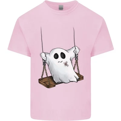 a Ghost on a Swing Halloween Funny Spirit Kids T-Shirt Childrens - Image 1 of 4