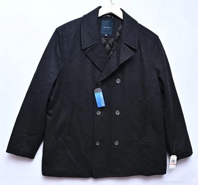 Nautica Wool Water Repellent Peacoat Charcoal Double Breasted Men's SZ 3XL $250 - Image 1 of 4