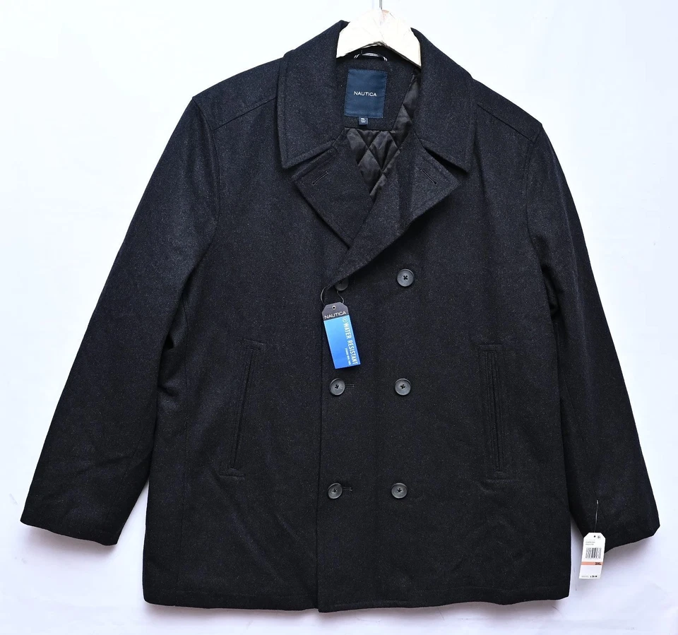 Nautica Wool Water Repellent Peacoat Charcoal Double Breasted Men's SZ 3XL $250 - Image 1 of 4