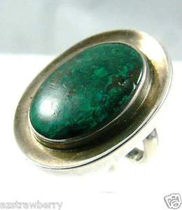 Mexiko Sterling Silber 925 echter Malachit Stein Ring Band One Size - Bild 1 von 7