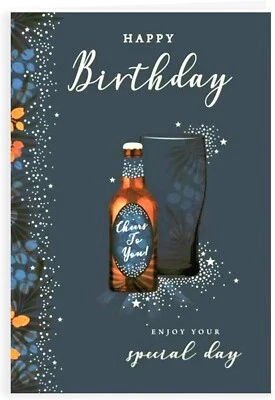 KINGFISHER Modern Male Birthday Card for him men - Open Male Birthday Card