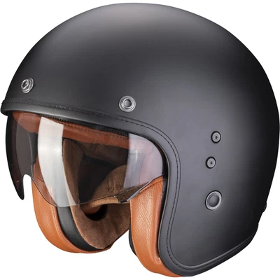 Motorrad Helm 3XL - Scorpion Belfast Evo Luxe Jethelm Retro - schwarz matt - Bild 1 von 3