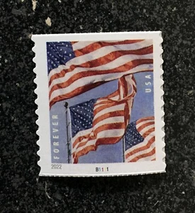 2022USA #5656 Forever U.S. Flags US - PNC Plate Number (#B1111)Coil Single (BCA) - Picture 1 of 1