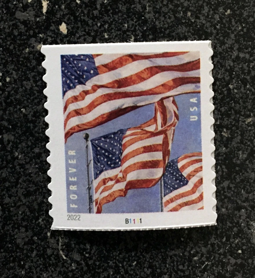 2022USA #5656 Forever U.S. Flags US - PNC Plate Number (#B1111)Coil Single (BCA) - Image 1 of 1