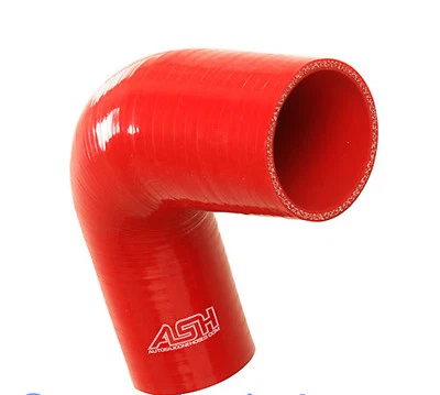 90° Grad, Reduzierbogen, Reduzierungsbogen, 65mm > 60mm, Silikonschlauch - ROT - Bild 1 von 4