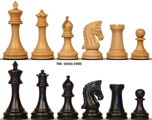 4.4" Imperial Series Reproduced Staunton Chess Pieces Set Only- Weighted Ebony - Picture 1 of 7