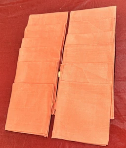 Vintage Linen Salmon Pink Dinner Napkins Square Set of 12 Kitchen Decor 13" - Picture 1 of 6