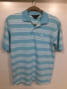 BROOKS BROTHERS 1818 Youth Performance Knit Polo Size L Large Blue White Cotton - Picture 1 of 7