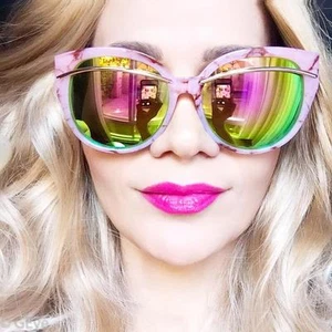 Gafas de sol altas de acetato ojo de gato brazos de metal moda aviador grandes diseñadores 2331 - Imagen 1 de 17