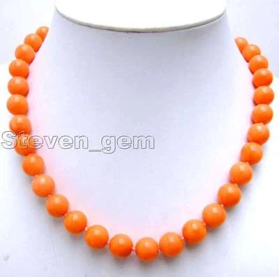 Collar redondo de coral naranja natural de 14-15 mm para mujer joyería gargantillas de 17"" n5214 Foto 1 de 3