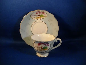 * HALSEY FIFTH AVE. BLUE W/SCENIC DESIGN DEMITASSE CUP & SAUCER MADE IN JAPAN - Bild 1 von 3