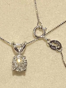 Classic 1/2 Carat TW. White Gold Natural Diamond Pendant 14K Necklace - 18 in - Picture 1 of 13