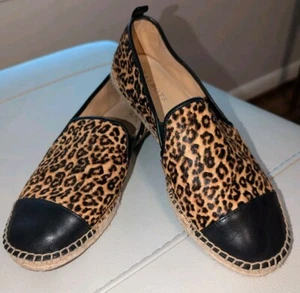 Talbots Damen Größe 8,5 Leder obere Espadrilles schwarz/braun Gepardendruck - Bild 1 von 8