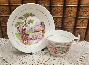 Hilditch c1820 Scottish Shepherd London Shape Teacup & Saucer (3) - Picture 1 of 9