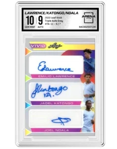 EMILIO LAWRENCE, JADEL KATONGO, JOEL NDALA 6/7 ARENA CLUB 10 TRIP AUTO 2022 LEAF - Picture 1 of 2
