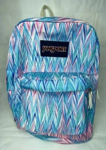 JanSport T501 Backpack Medium Sized 2-Compartment Zip Book Bag Painted Chevron - Imagen 1 de 14
