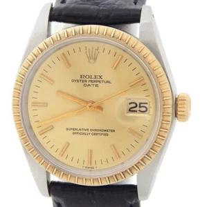 Orologio Rolex Date 1505 Da Uomo Oro Giallo 14K Acciaio Inox Quadrante Champagne - Foto 1 di 7