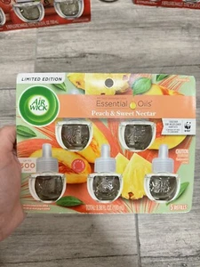 Air Wick Plug in Scented Oil Refill, 5 ct, Fresh Peach and Sweet Nectar, Air Fre
