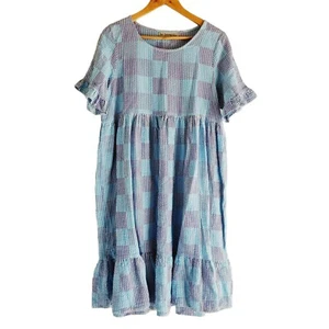 Miles Away Dress Size XL Yellow Melon Cotton Short Sleeve Smock Knee Length - Picture 1 of 10