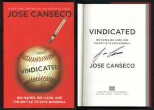 Jose Canseco SIGNED AUTOGRAPHED Vindicated HC 1st Ed 1st Print MINT A's ROY MVP - Picture 1 of 3