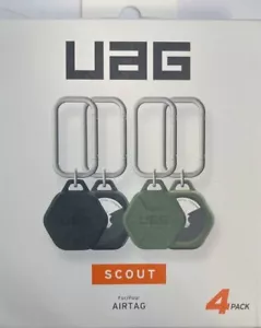 UAG SCOUT Silicone Case w/ Carabiner for Apple AirTag (4 Pack) - 2 Black/2 Green - Picture 1 of 6