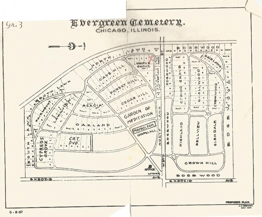 EVERGREEN CEMETERY, 2 Grave Plots for sale, Evergreen Park, Il - Image 1 of 1