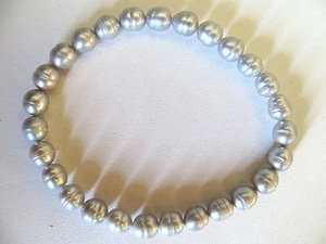 Honora Cultured Silver Gray Color Pearls Stretch Bracelet 6 MM - Picture 1 of 1