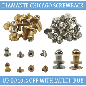 10-100pcs Chicago Style Diamante Brass Screw Back Studs for Handbags Footwear - Picture 1 of 17