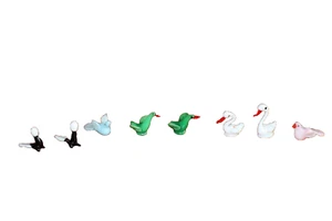 Lot of 8 Vintage Micro Miniature Art Glass Swan Duck Pidgeon Dove Bird Seal? - Picture 1 of 17