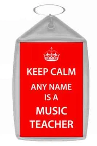 Music Teacher Personalised Keep Calm Keyring - Picture 1 of 1